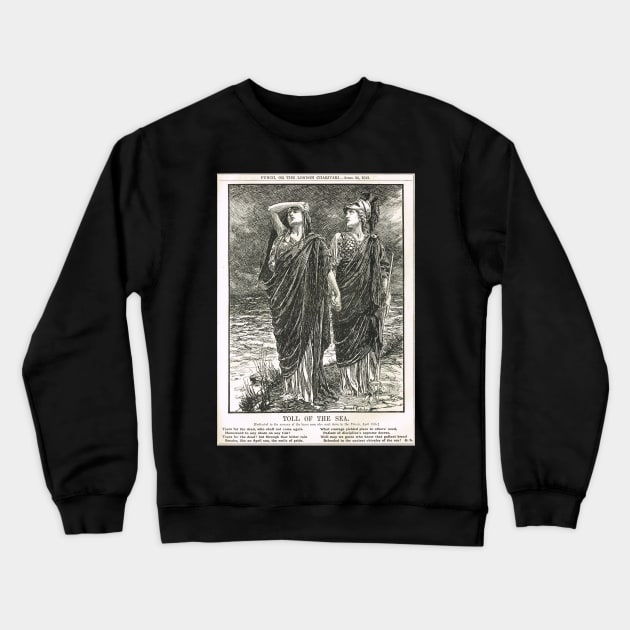 Titanic cartoon Punch April 1912 Crewneck Sweatshirt by artfromthepast